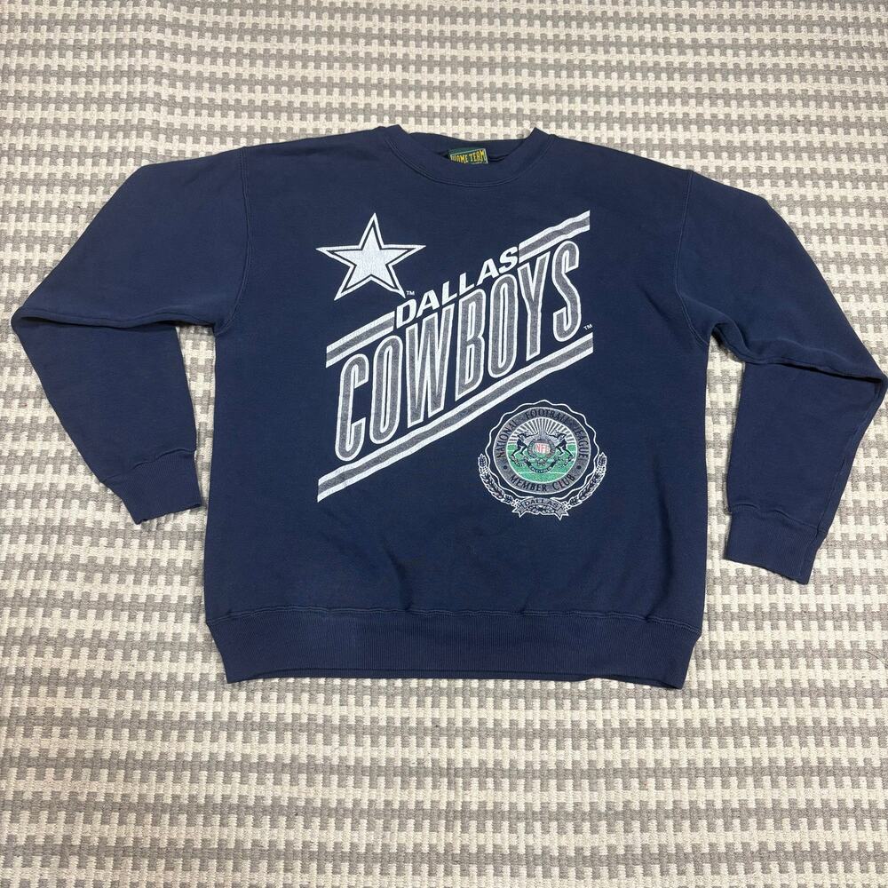 Vintage 90s Home Team NFL Dallas Cowboys Crewneck Sweatshirt Navy Blue